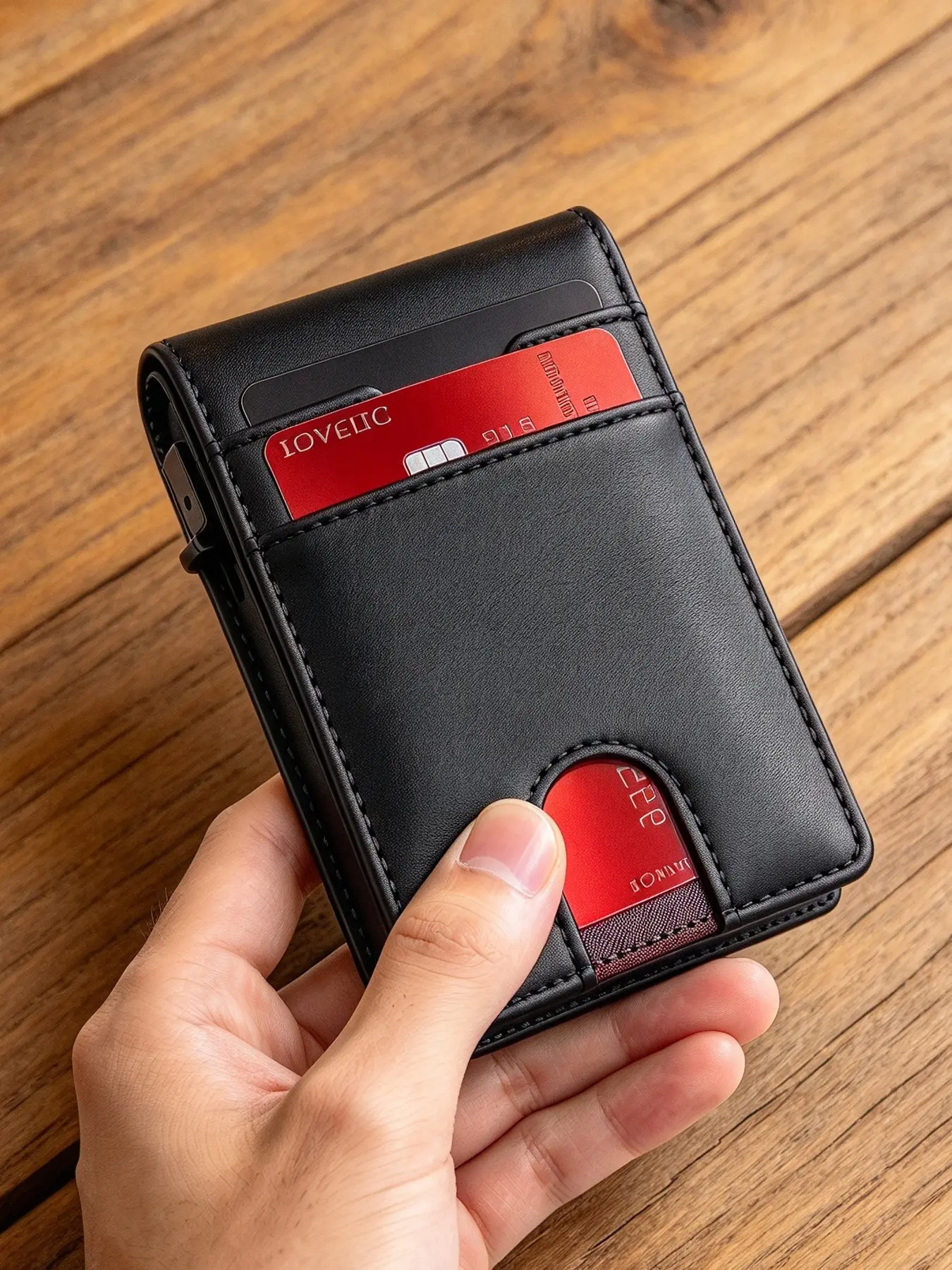 Fall Winter Men Slim Credit Card Holder RFID Blocking Smart Wallet Magnetic Wallet Automatic Pop-up Card Holder Minimalist Purse for Business Daily Travel,Everyday Bag,Black Wallet,Gift for Him,Halloween Christmas Valentine's Day