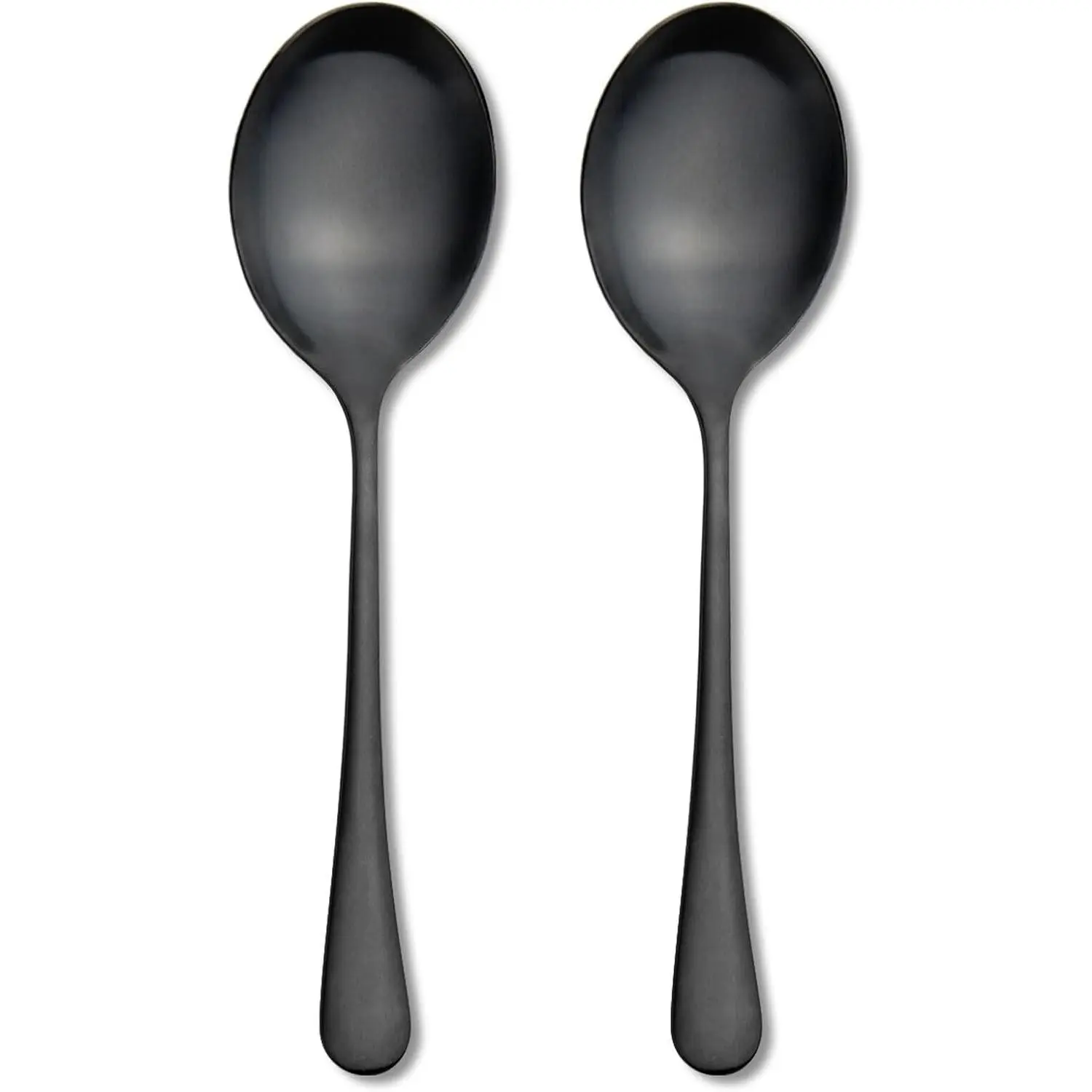 Large Serving Spoons, Matte Black Stainless Steel Serving Spoon 2 Pcs, 9.8Inch Solid Catering Spoons Big Serving Utensils for Buffet, Parties, Catering