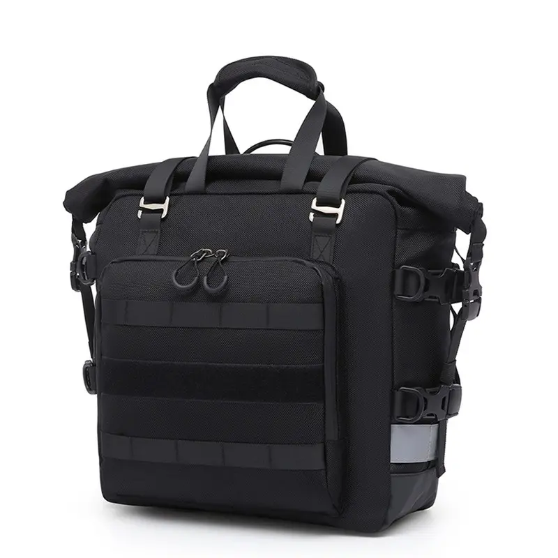 2-In-1 Detachable Motorcycle Saddle Bag Backpack, Waterproof Expandable, Reflective Strip, Quick Release Buckle, Large Capacity, Adventure Gear, Saddlebags