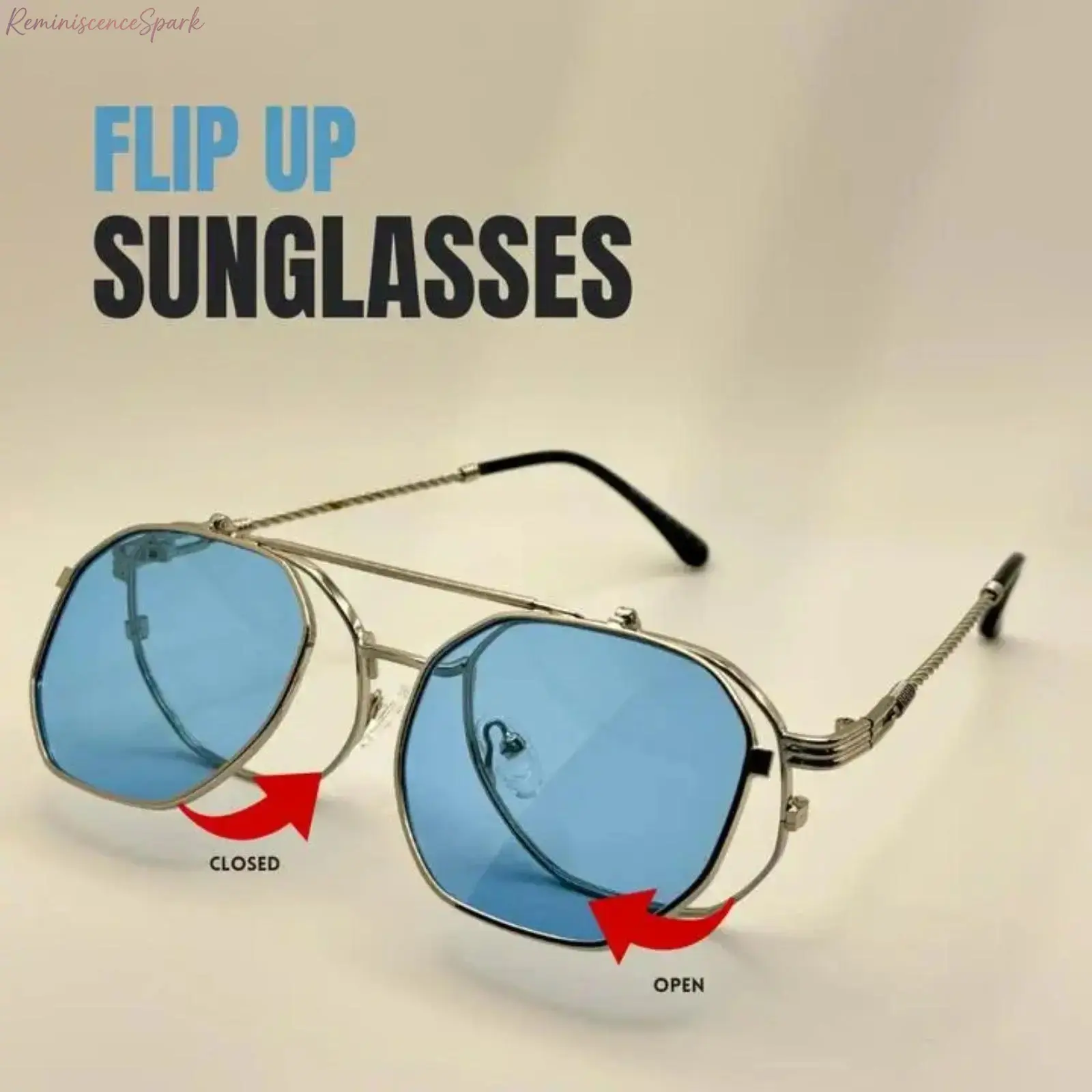 Steampunk Round Sunglasses for Men & Women, Classic Retro Eyewear with a Flip Up Lens & Solid Metal Frame, UV400 Protection for Festivals & Everyday Use