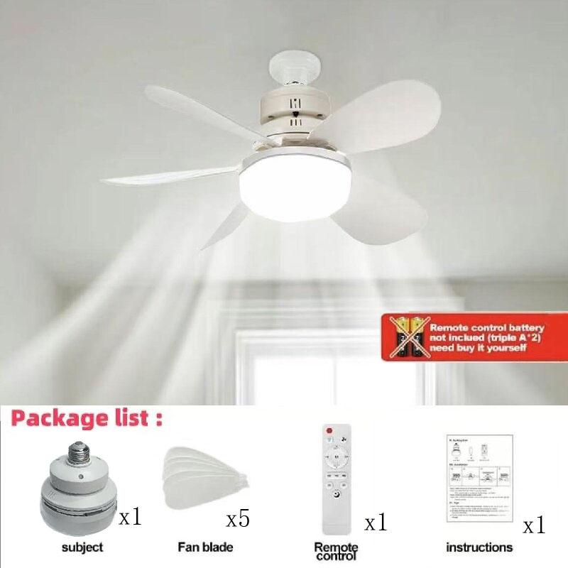 Modern E27 Screw Base Ceiling Fan Light, Quiet Wind Design, Ideal for Living Room Dining Bedroom, Energy Efficient F Rating