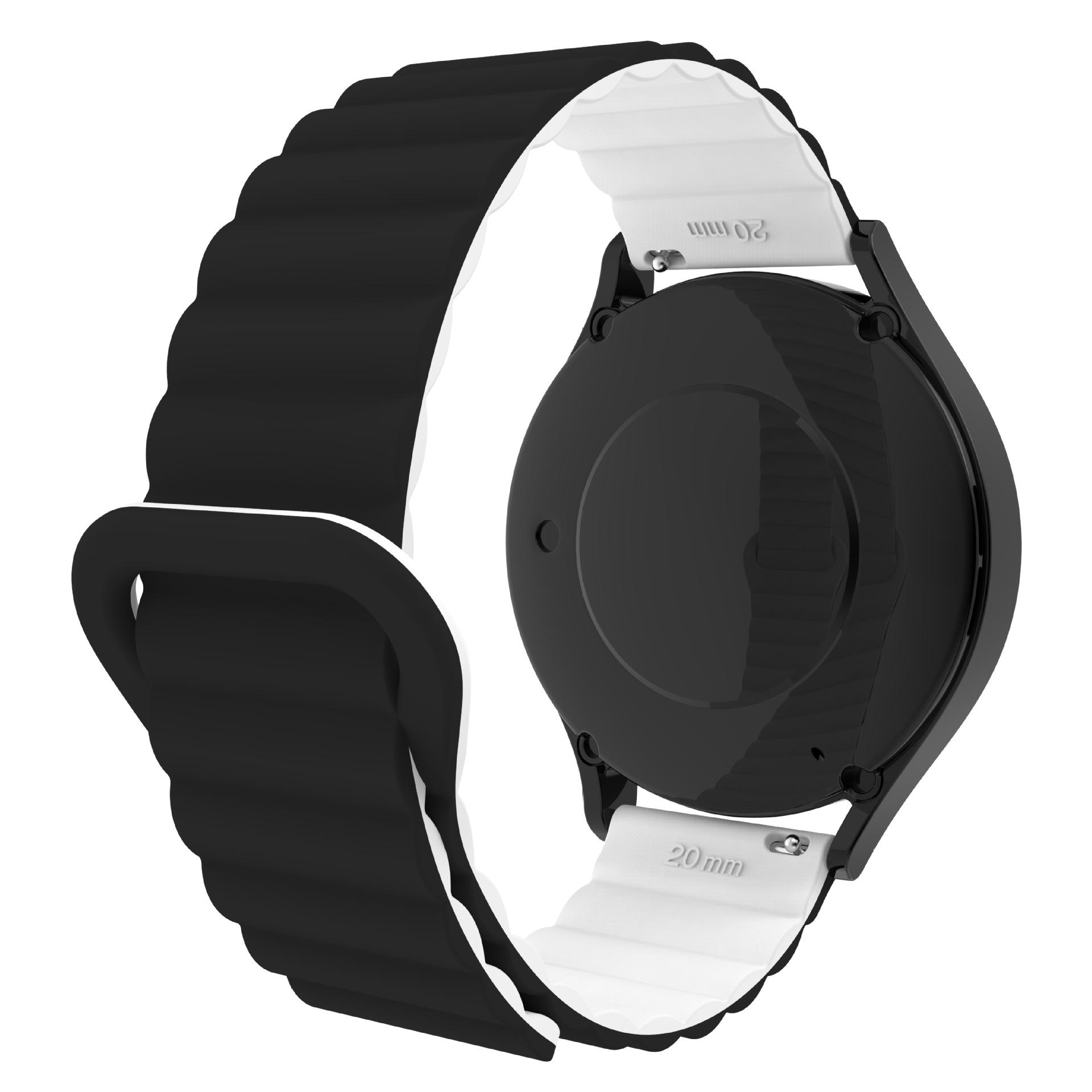 Universal 20/22mm Two-Tone Silicone Watch Band with Magnetic Loop Closure — Compatible with Samsung & Huawei Watch Series