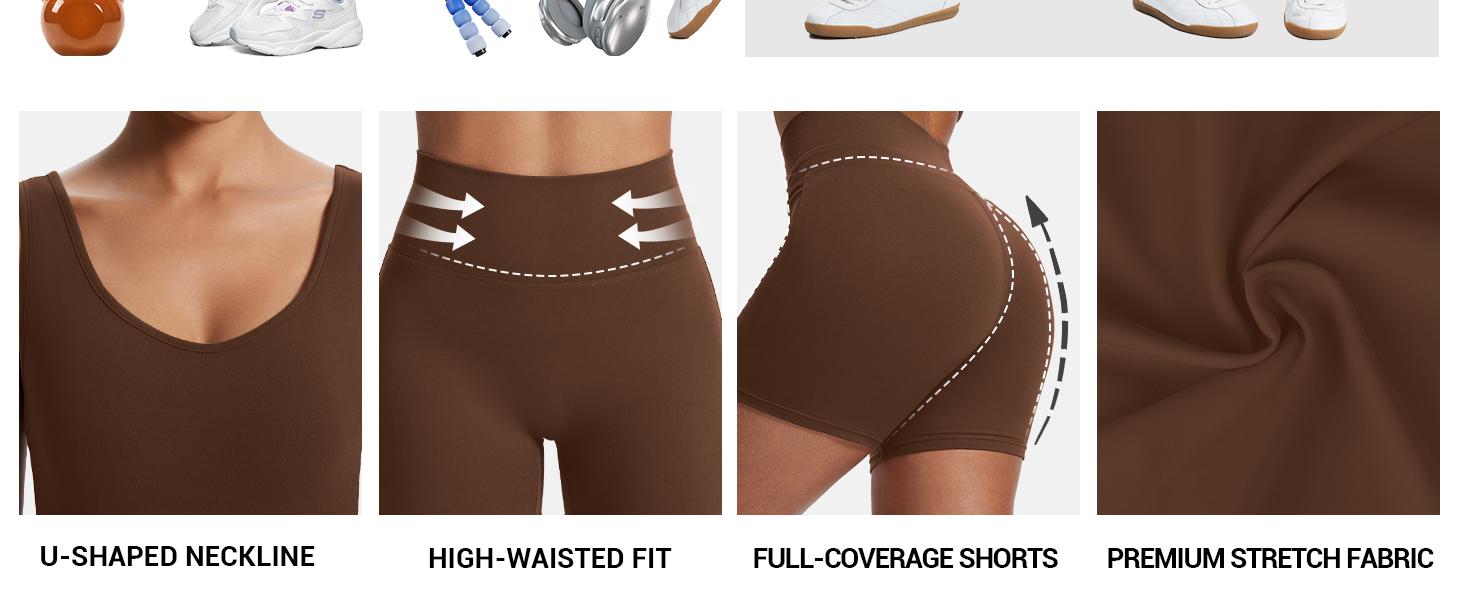 Workout Sets for Women 2 Piece U Neck Crop Tank Top High Waisted Shorts Athletic Gym Yoga Outfits Activewear