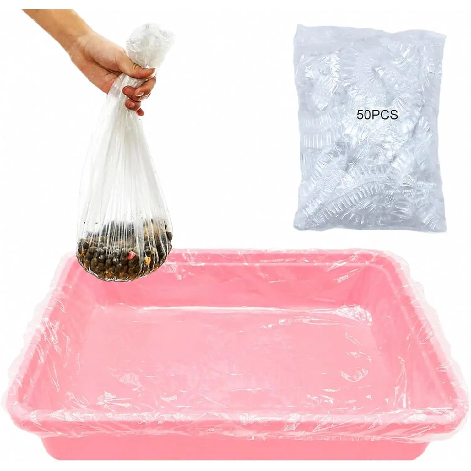 Disposable Small  Cage Liners, 50 count  litter box Liners  Tray Film Liner Small  Litter Pan Bags  Toilet film Cover for Bunny Bird Chinchilla Hedgehog Hamster Ferret (23 in)