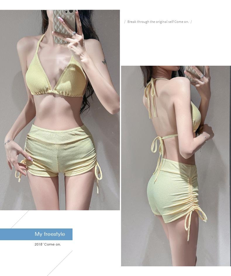 Women's three-piece swimsuit set, long-sleeved for sun protection, with a fresh star print, sweet and charming, suitable for beach wear