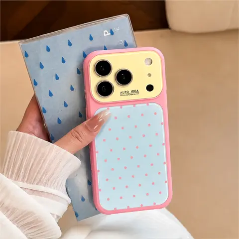 VYD Soft TPU Pink Polka Dot Protective Smartphone Case - Minimalist Dopamine Color Collision Cute Cover for iPhone 18,17 Pro Max,17 Air,16 Plus,15,14,13,12,11 Pro Max, Chic Cellphone Casing Gift Idea