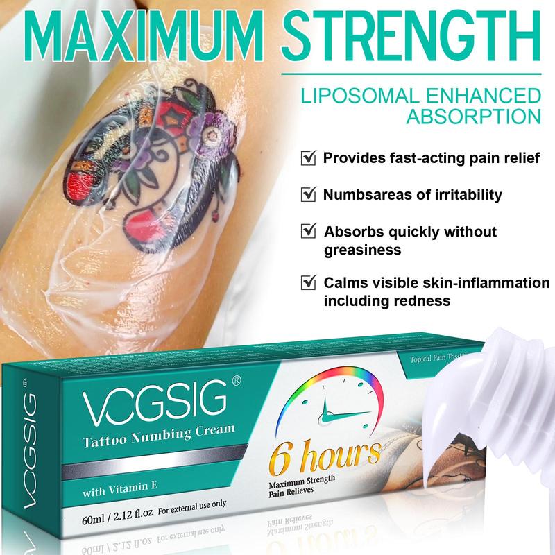 Tattoo Numbing Cream, 6 Hours Maximum Strength Tattoo Care Cream, Fast Absorption Tattoo Care Product for Tattoo Aftercare