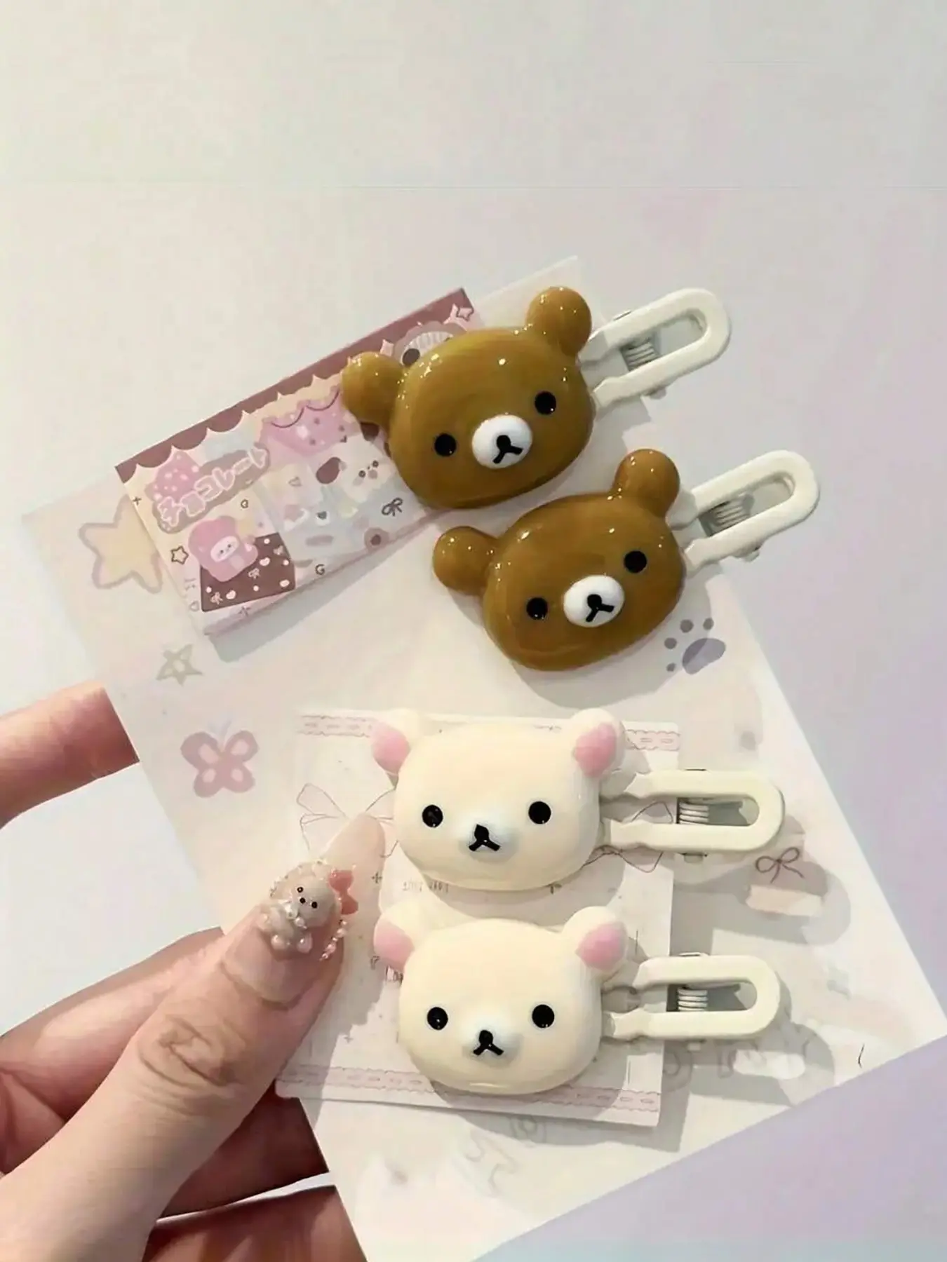 Adorable Cartoon Bear Hair Clips - 4 Duckbill Snap Clips, Transparent Candy Colors| Kawaii Women's Fashion Accessories| Cute Gift Ideas For Her, Friend ( Trending Style!)