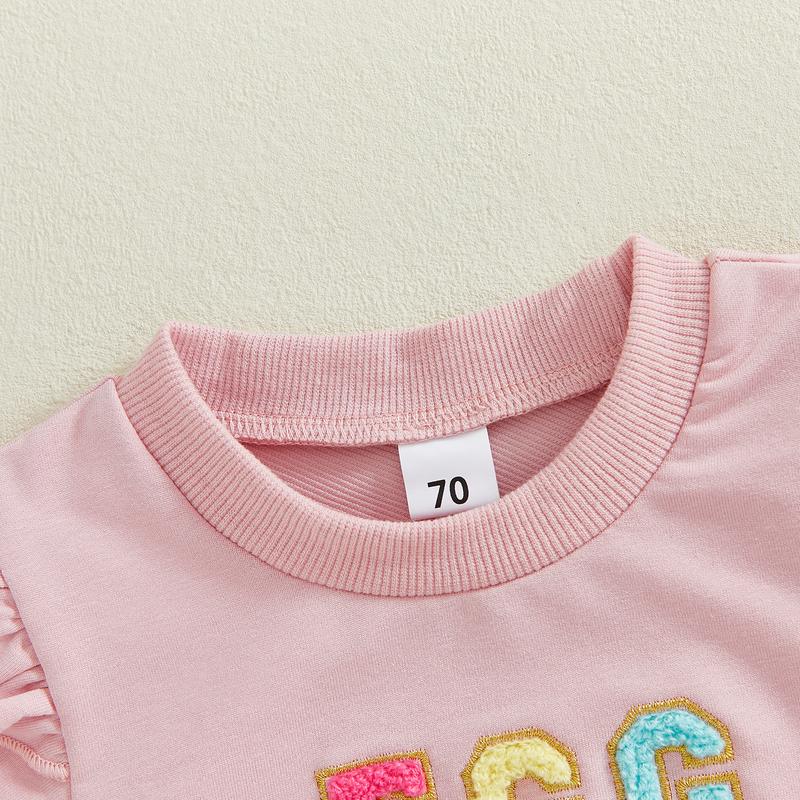 Toddler Baby Little Girl Easter Outfits Letter Embroidery Short Sleeve T-Shirt with Shorts 2 Pcs Set 0-5 Years