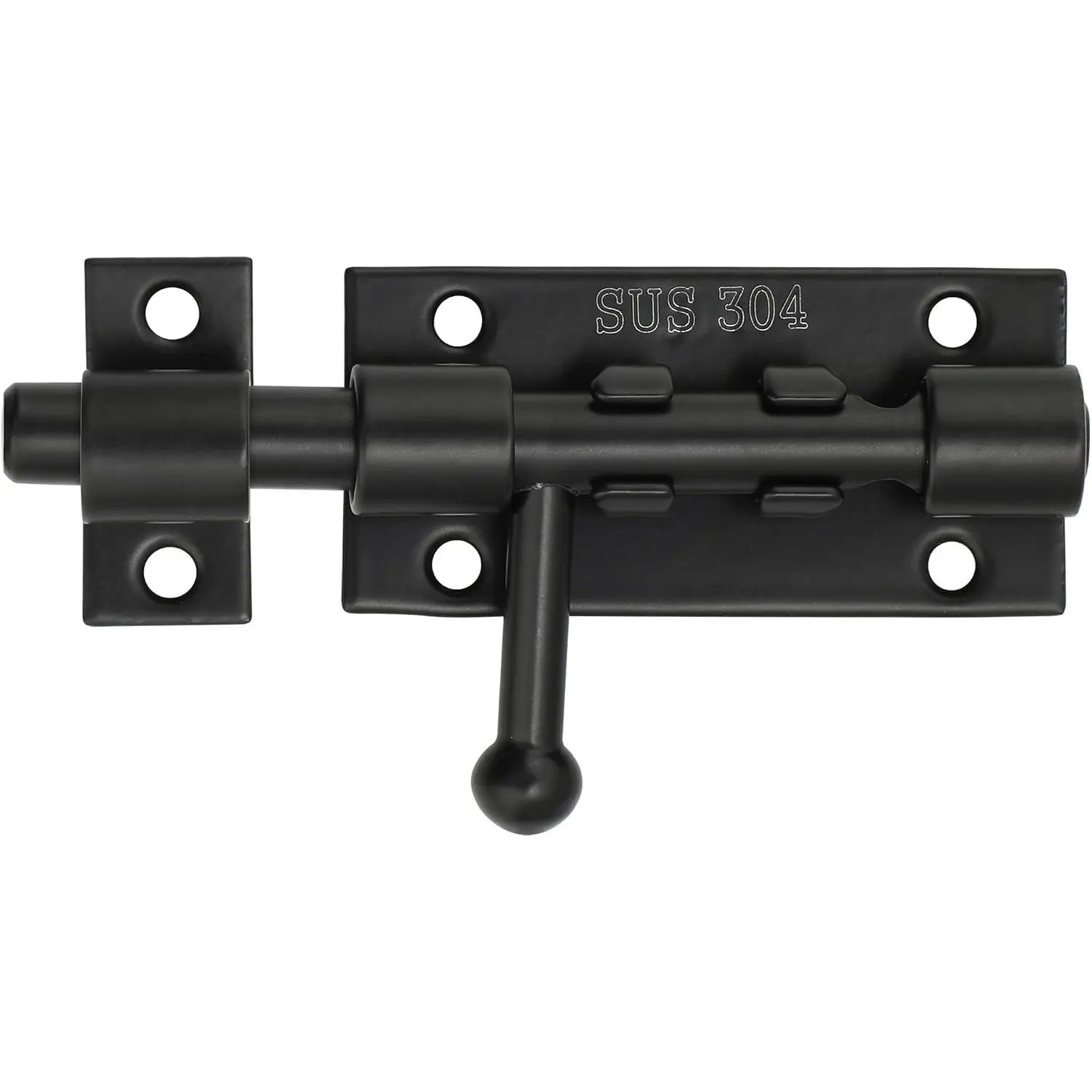 4 Inch Slide Lock SUS304 Stainless Steel Gate Latch, Slide Bolt Latch,Thickened Heavy Door Latch Lock, Black Barrel Bolt Latch,  Slide Latch Lock for Outdoor Fence,Window,Shed Door