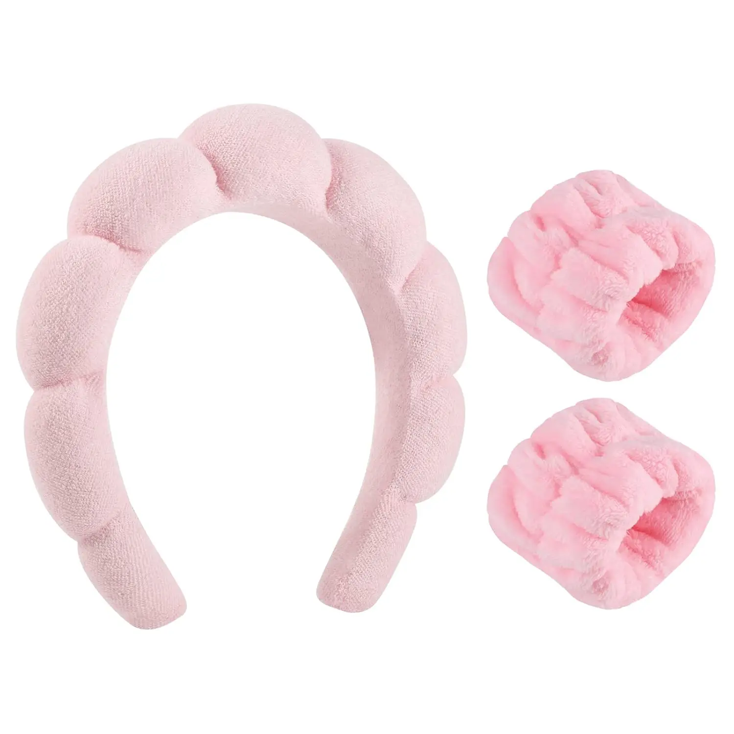Women's Blush Pink Puffy Padded Spa Headband - for Face Washing, Skincare - Spa Gift for Mom, Headbands Women, Keep Hair Dry, Spa Gifts For Mom