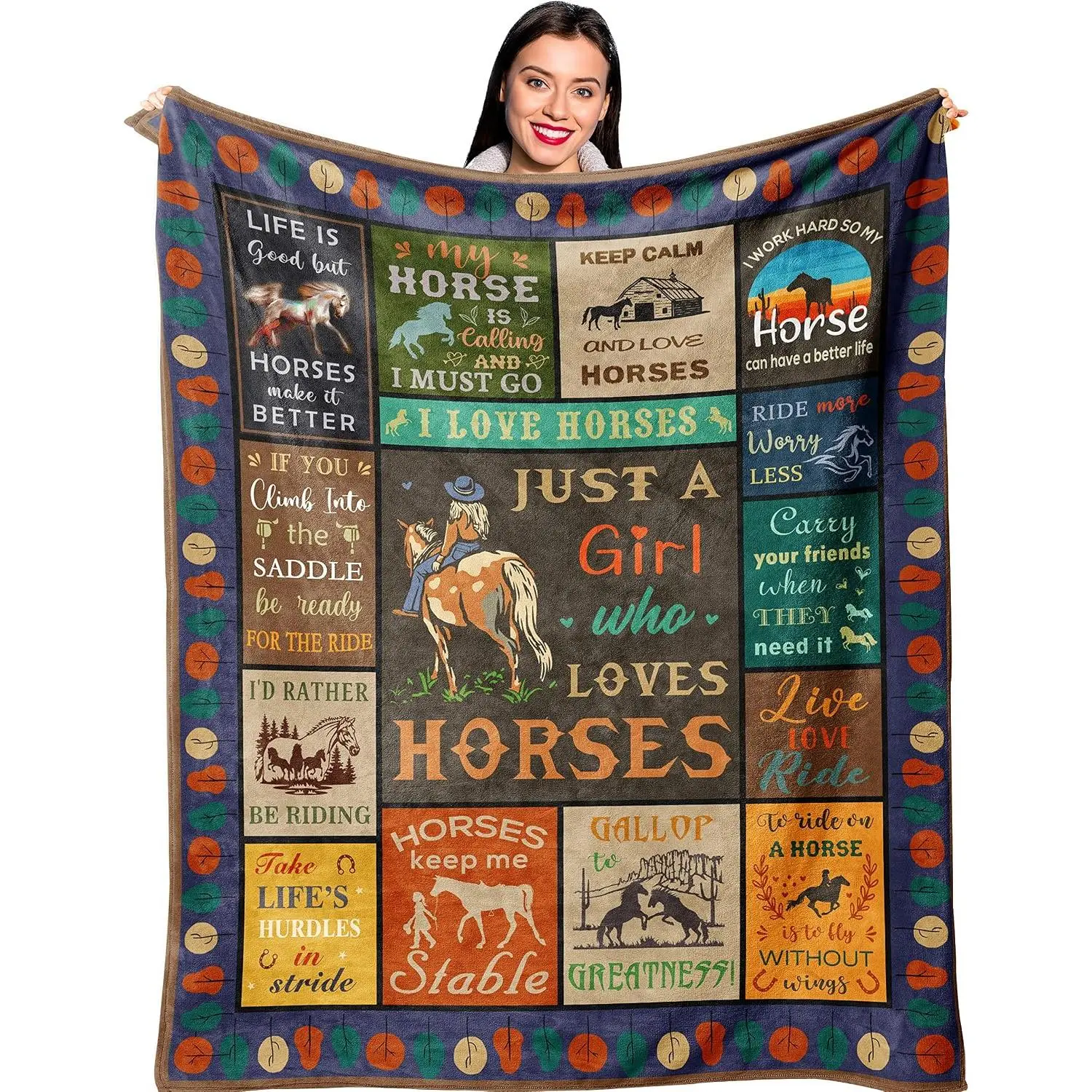 Horse Gifts for Women & Girls, Equestrian Blanket 60" x 50" - Horse Themed  Ideas