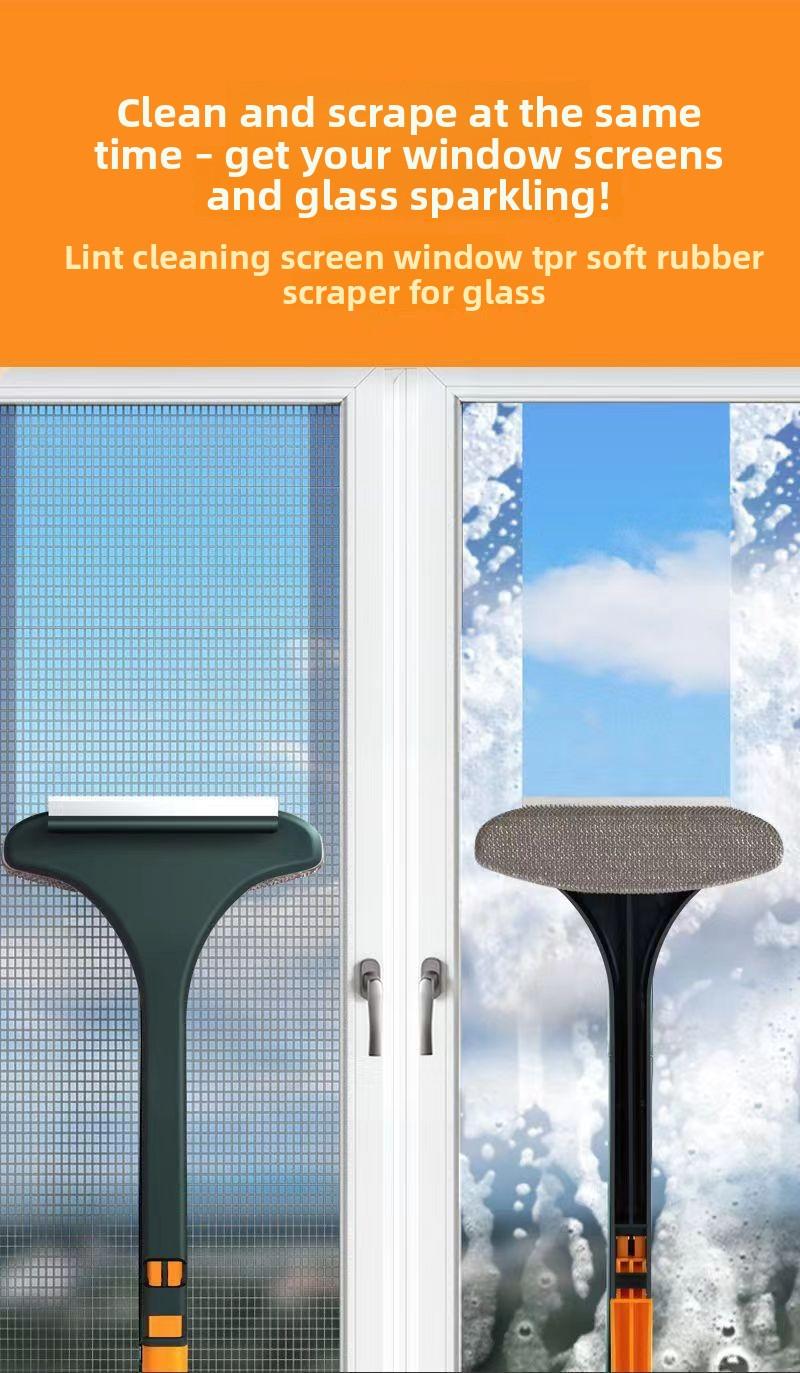 2-in-1 Screen Cleaning Brush Multi-Functional Household Window Cleaning Brush No Disassembly Double-Sided Cleaning Glass Scraper Window Groove Water Scraper