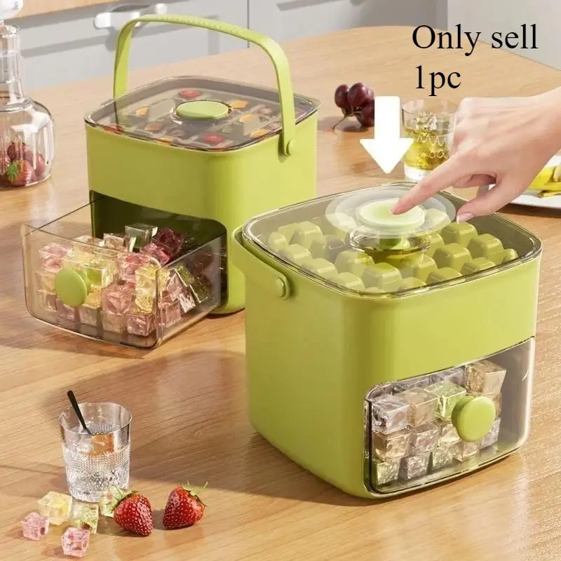 Press-type Ice Bucket Set, 1 Set 48-grid Ice Cube Tray with Lid & Storage Box & Ice Tongs, Ice Molds, Whiskey Ice Cubes Mold, Bar Utensils, Home Bar Accessories for Whiskey, Cocktail, Coffee & DIY, Barware