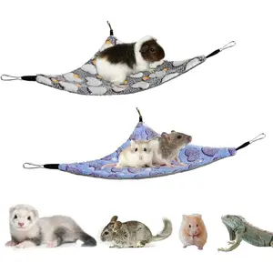 Pack of 2 Large Hanging Corner Hammock with Hooks for Ferrets, Rats, Guinea Pigs, Chinchillas, Hamsters, Hedgehogs and Other Small Animals, Coffee+Purple