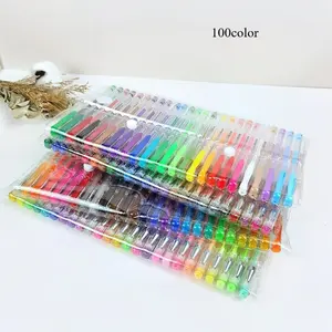 100 Color Neutral Pen Set, Glitter Fluorescent Series, Vibrant Non-Transparent, Essential for Students and Adults, Drawing and Design