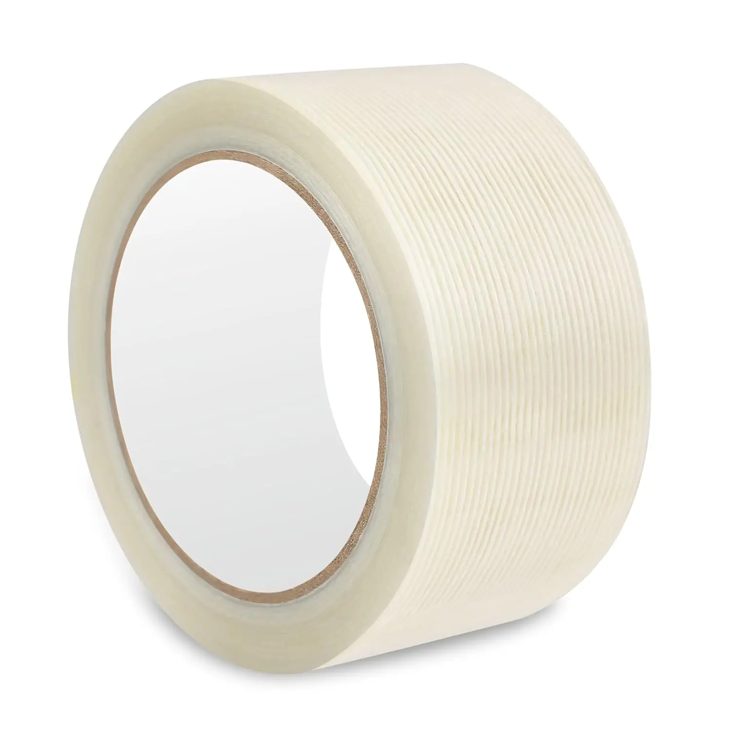 Filament Strapping Tape 1 Roll 2 Inch x 27 Yards 5.5 Mil Heavy Duty Reinforced Packing Tape Transparent Reinforced Adhesive Fiberglass Tape for Packing Sealing Binding