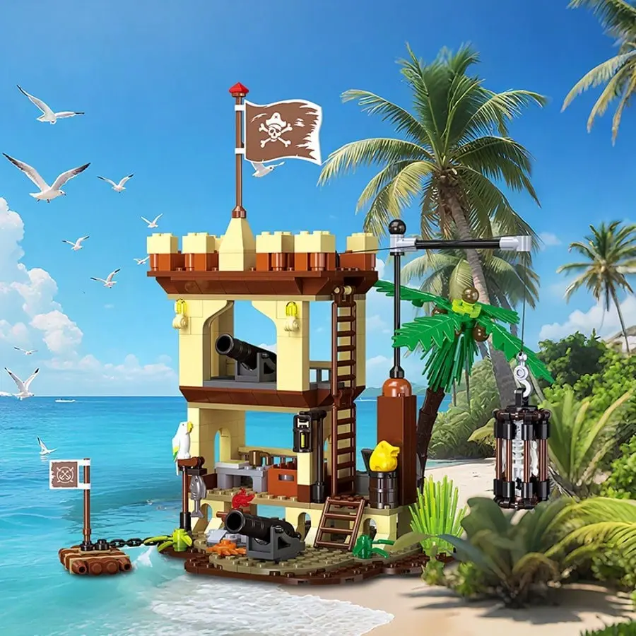 Ocean Shipwreck Base Series Building Blocks, Bagged DIY 3D Assembly Toy, Pirate Supply Station, Home Decor, Birthday Gift, Creative Building Set