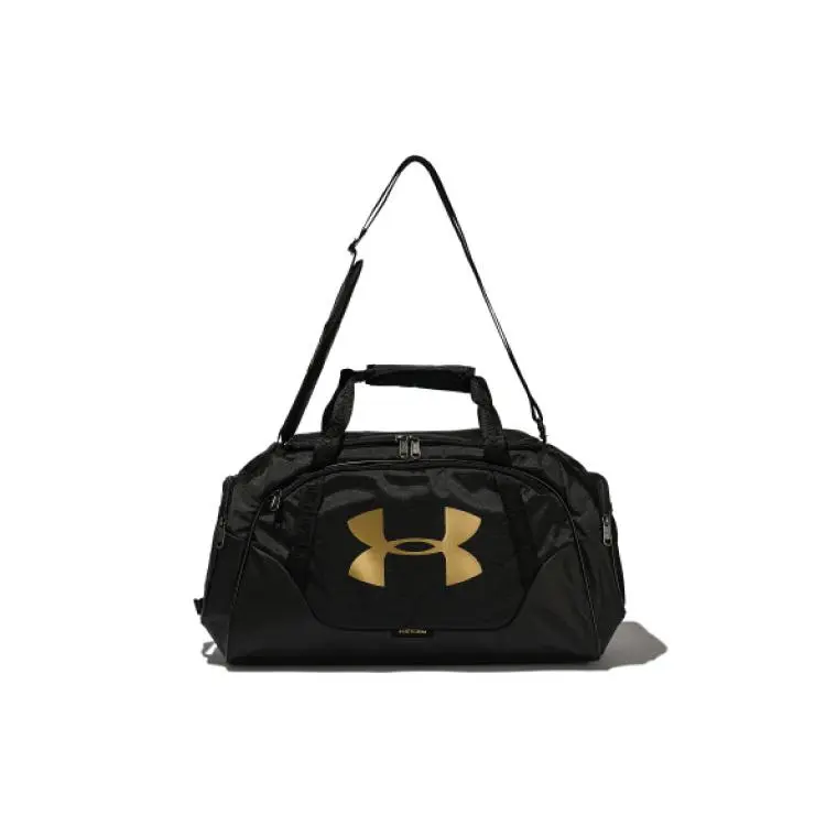 Under Armour UA Undeniable Gym Duffel Bag for Men, Gold Logo, Crossbody and Handheld Style, Black