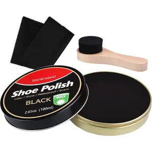 3 Set Shoe Polish 100ML | w/Brush & Cloth | Non- Leather Conditioner for  Shine  Shoes & Boots