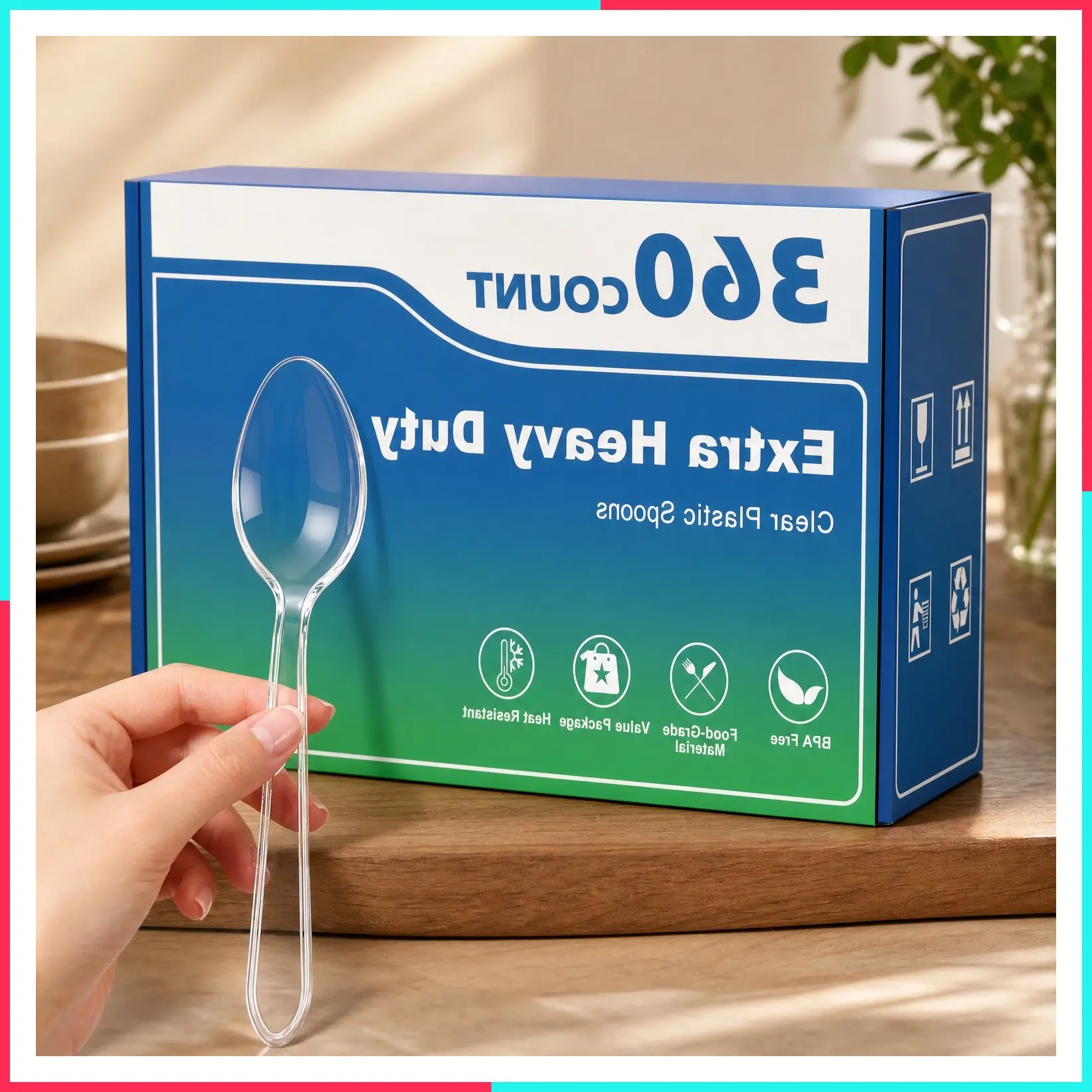 360 Count Clear Plastic Spoons Disposable Heavy Duty Cutlery Set