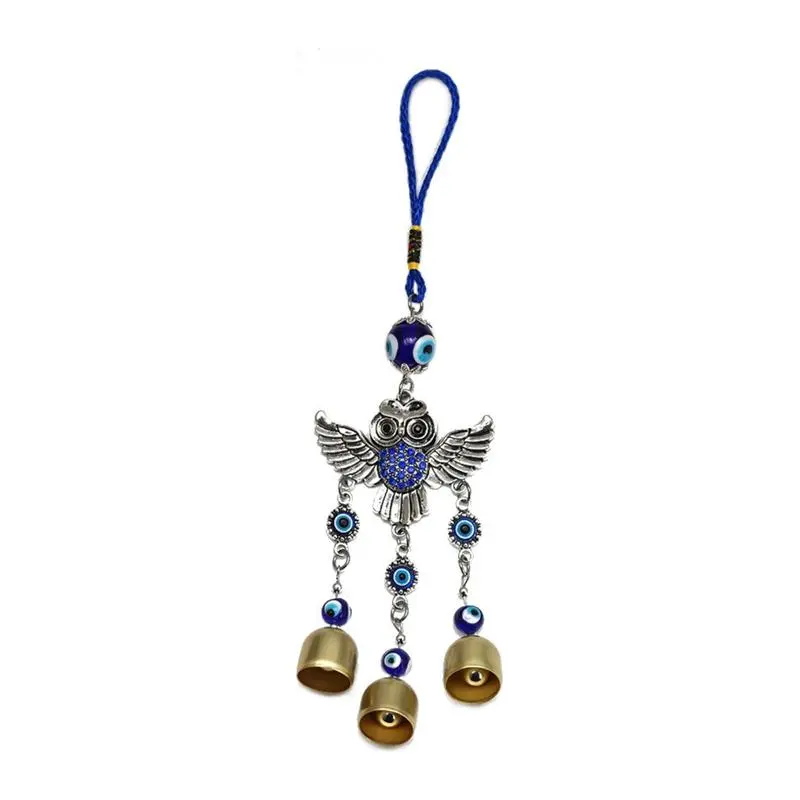 Retro Owl Bell Wall Hanging - Bohemian Metal Evil Eye Pendant, 1-Piece Boho Decoration for Unisex Users, All Seasons Sports & Outdoor Door/Window Decor Accessory