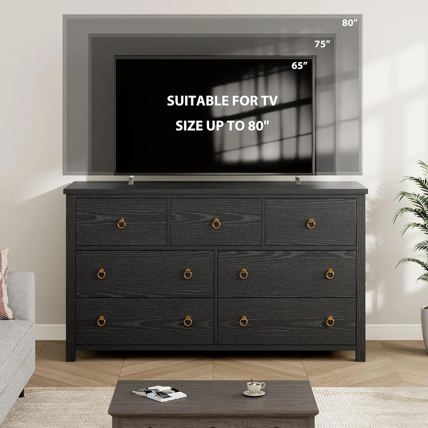 Drawer Dresser for Bedroom, Chest of Dressers, Large Clothes Storage Cabinet