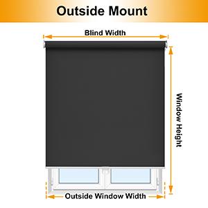 Cordless Roller Shades Blackout Blinds for Windows Room Darkening Rolled Up Shades with Spring System, UV Protection Window Shades Door Blinds for Home and Office (23" W x 72" H, Black)