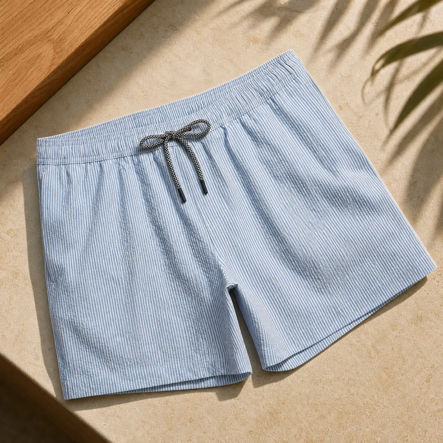 Men's 5.5 Inch Quick-Dry Seersucker Swim Trunks with Mesh Liner Beach Shorts(Gift)
