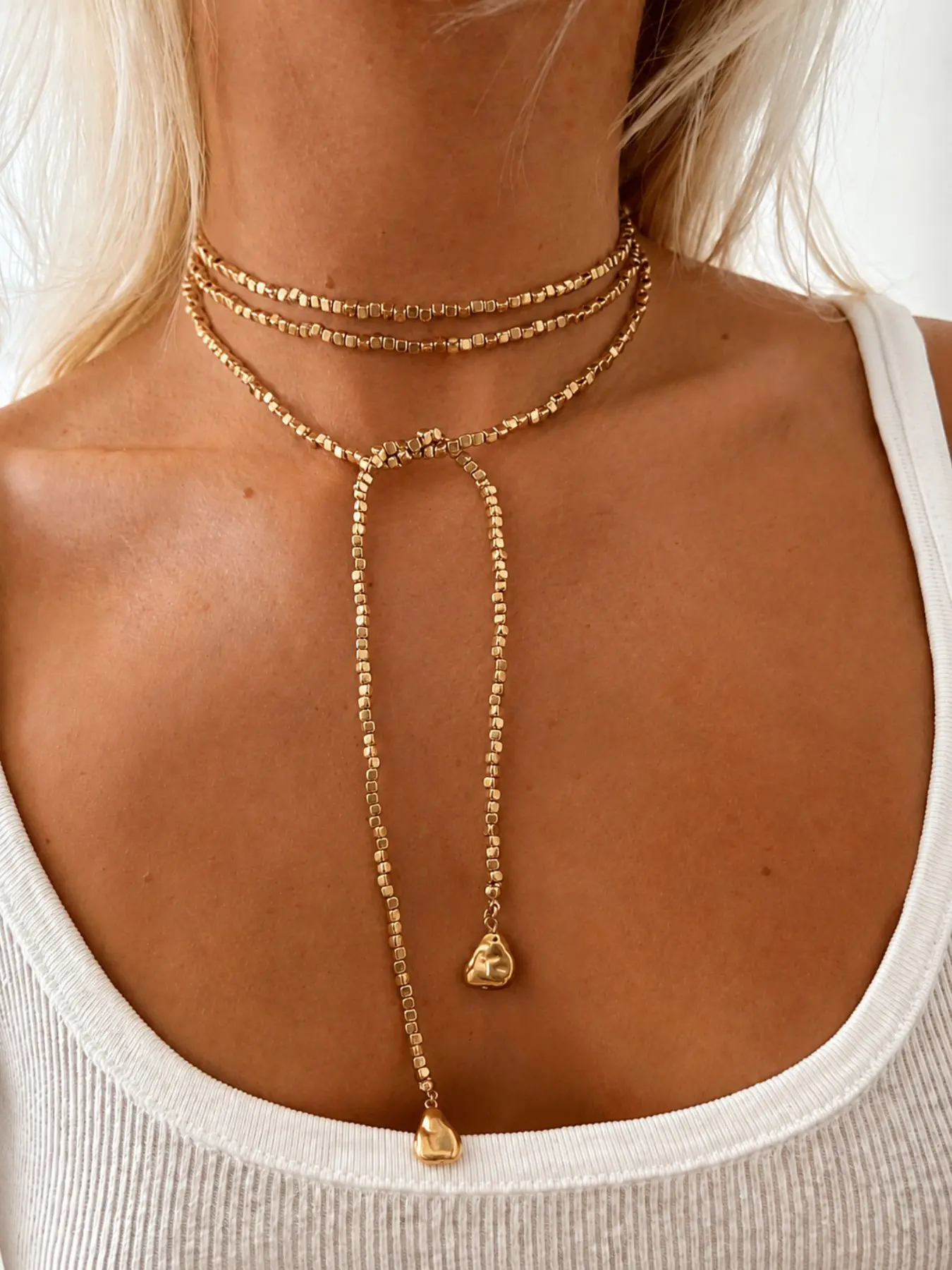 Fashion Casual Minimalist Ccb Beaded Multi-Layer Long Necklace, Dainty Layering Jewelry, Fashion Accessories, Women's Daily Party Travel Gift, Ideal for Girlfriend Mom