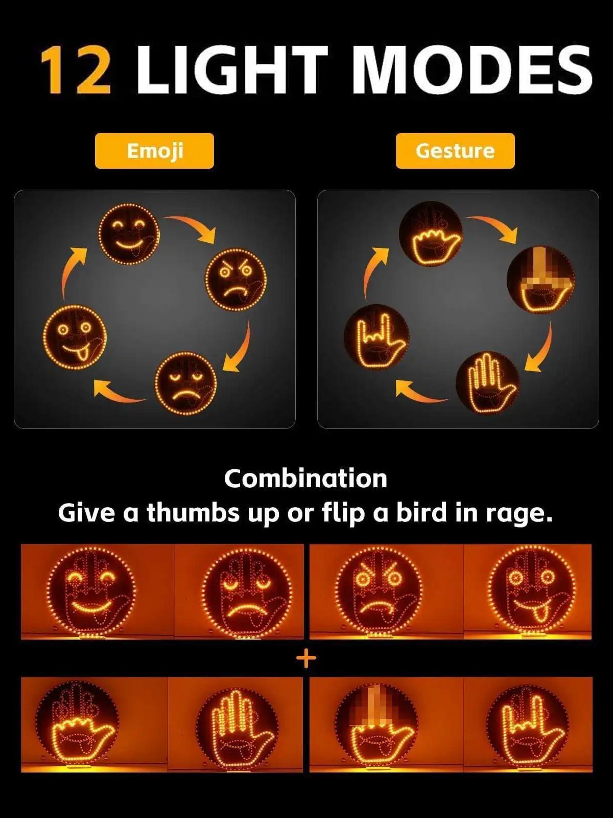 Safe Flip Light for Tailgaters Remote Controlled Super Bright 8 Gesture Car Backlight Board Multiple Modes 2025 Edition with Remote Control interior  glow