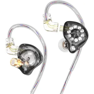 Wired Gaming Headphones IEM Earphones with 1DD，AK6 Spark Detachable in Ear Monitor, HiFi Earbuds, Bass Sound with 11mm Dynamic Driver for Video Music Gaming Black NO MIC