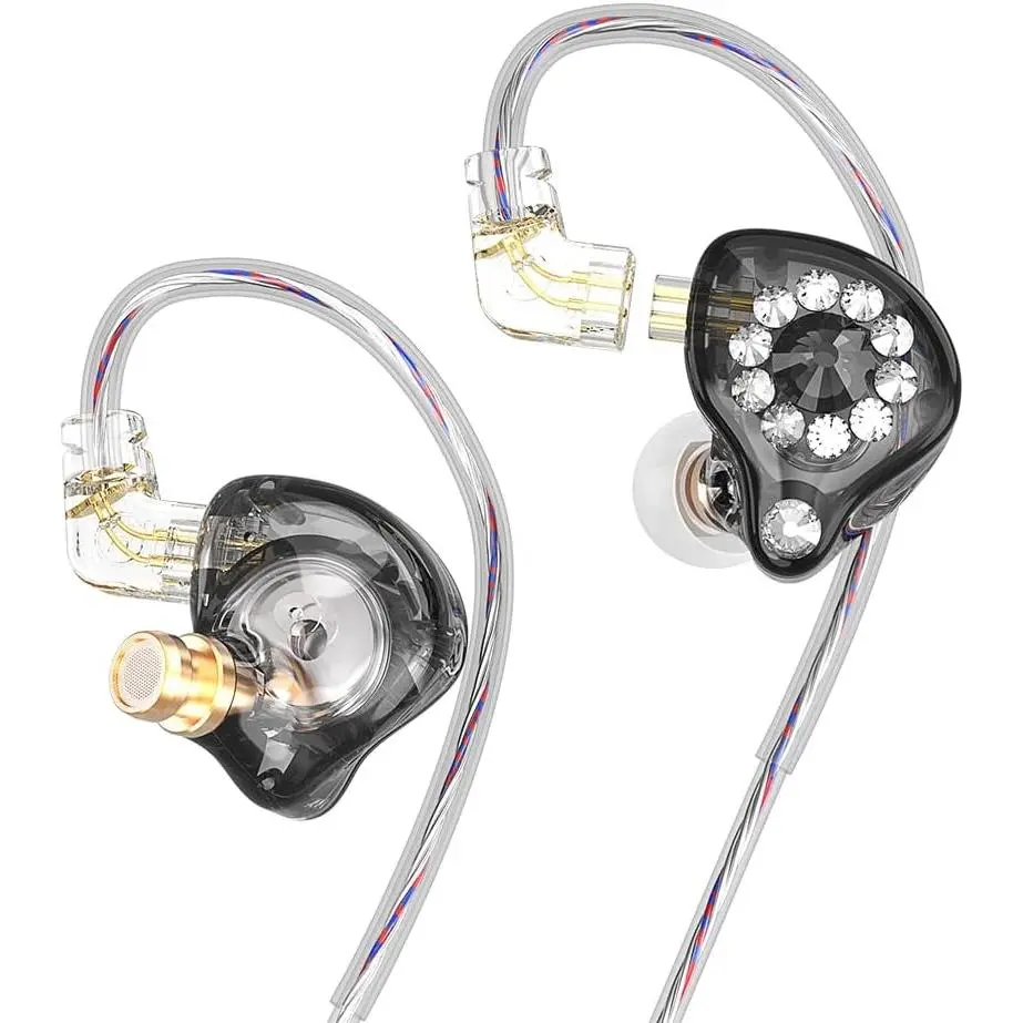Wired Gaming Headphones IEM Earphones with 1DD，AK6 Spark Detachable in Ear Monitor, HiFi Earbuds, Bass Sound with 11mm Dynamic Driver for Video Music Gaming Black NO MIC