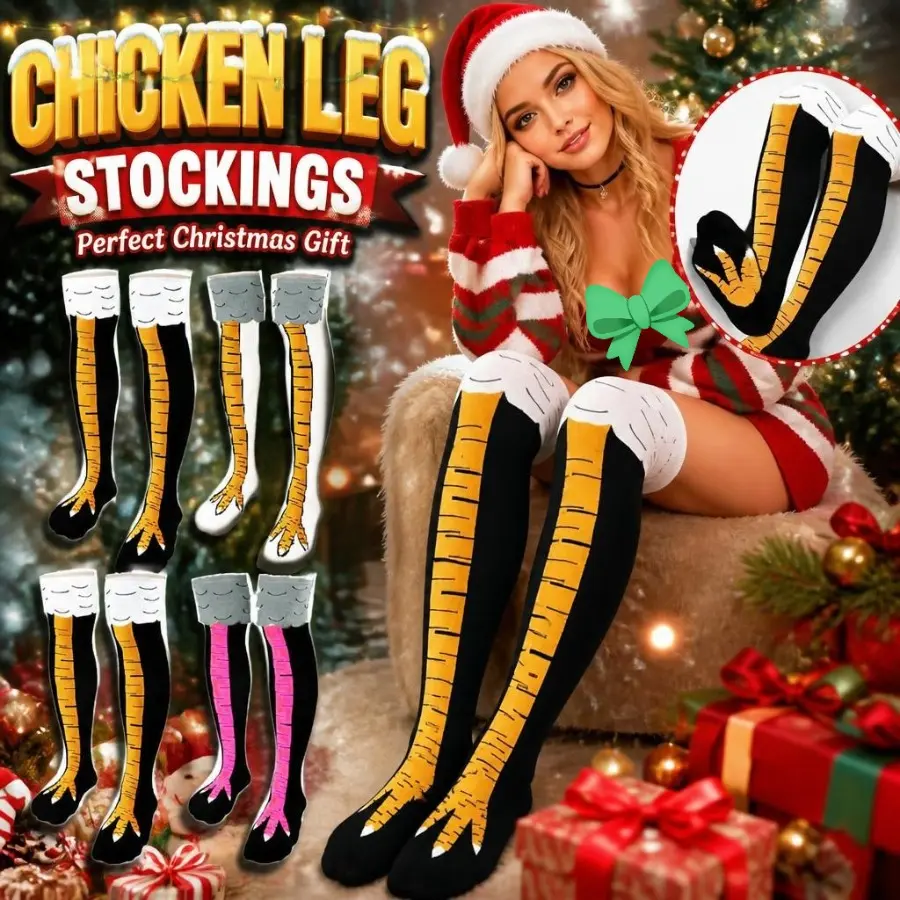 Women Novelty Chicken Feet Print Thigh High Socks, FunnyBird Leg Over Knee Socks, Festive Stretchy Long Socks for Halloween Party, Cosplay, Holiday Costume & Daily Funny Outfit