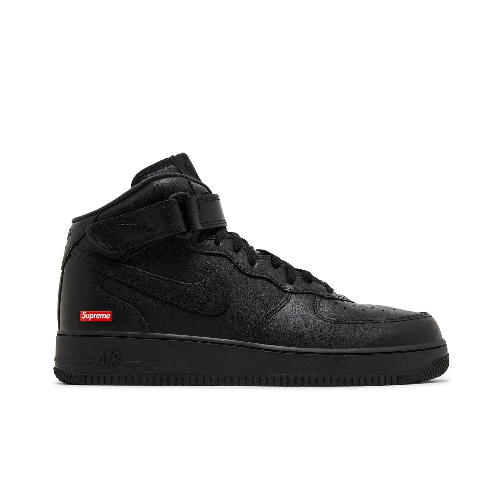 Supreme x Nike Air Force 1 Mid 'Box Logo - Triple Black' (Unisex) Black/Black/Black sneakers FZ8784 001