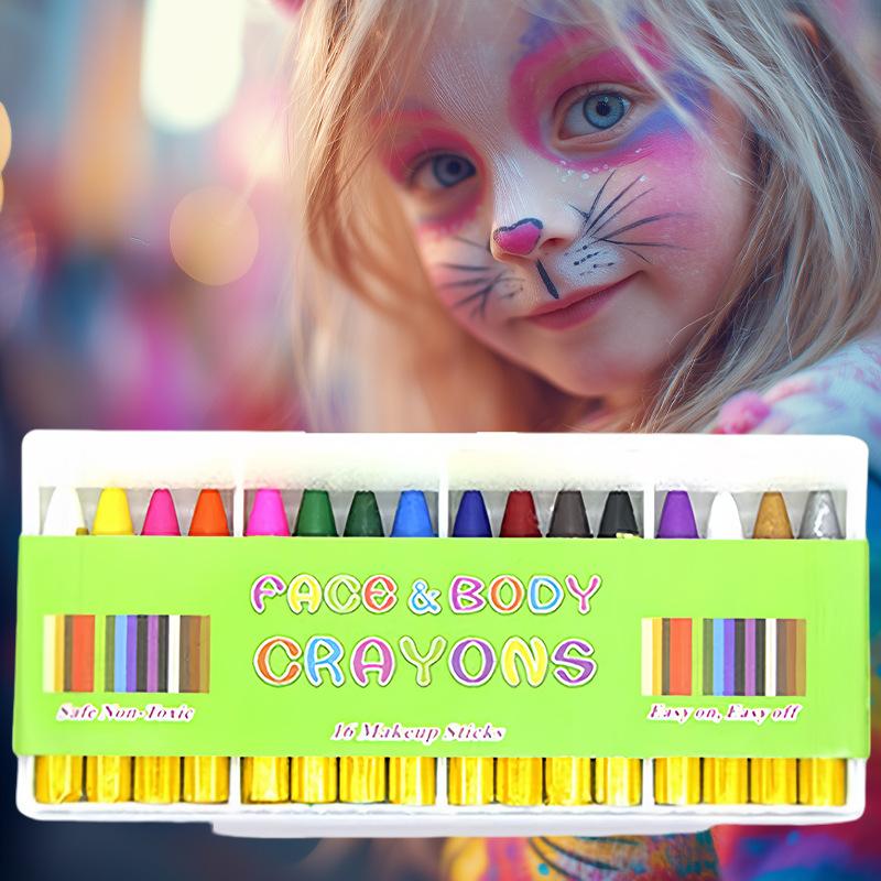 Children's 16-color DIY face paint makeup props Halloween Easter colored crayons Halloween supplies DIY hand-painted graffiti pens