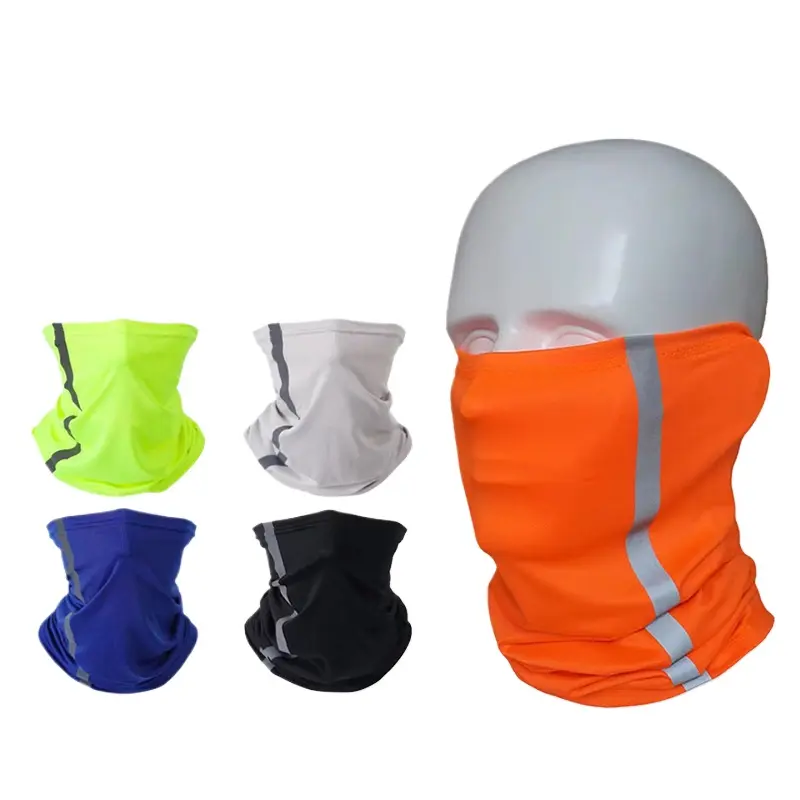 Men's Neck Gaiter 4-Pack, High Visibility Cycling Face Cover with Reflective Strips, Breathable UV Sun Protection for Construction & Outdoor Work, Neck Gaiter Headwear, Biking, Neck Gaiter Masks, Outdoor Sports Mask
