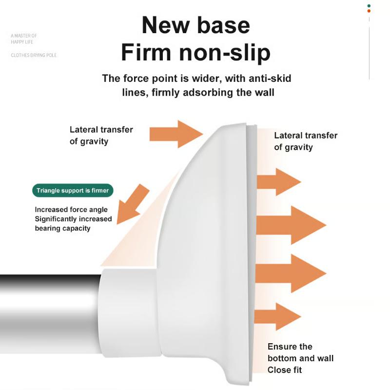 Drill-Free Adjustable Rod White Shower Curtain Rod Adjustable Stainless Steel Tension Telescopic Rod Retractable Hanger Rod