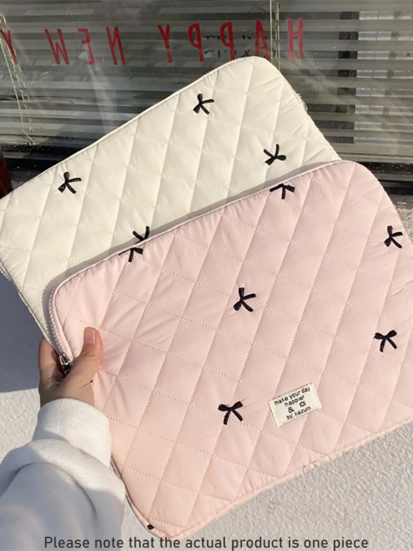 Cute Lingge Embroidered Bow Tablet Bag Laptop Bag compatible with Macbook Full of Girl Hearts Laptop Cover Laptop Computer Bag