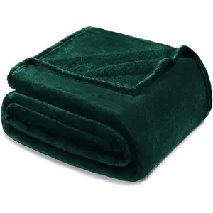 Fleece Blankets Queen Size for Bed, Super Soft Warm Cozy Plush Lightweight, All Season Use, 90x90 Inches, Forest Green