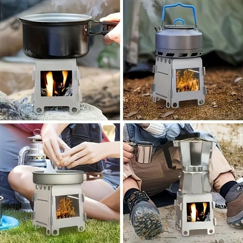 Folding Camping Stove Exclusive Cooking Holiday Gift Windproof Wood-Burning Design All-Season Use Lightweight Durable Outdoor Cooking Essential Ideal for Hikers Fishing Enthusiasts Vacation Campers Adventure Seekers Collapsible Backpacking Stove