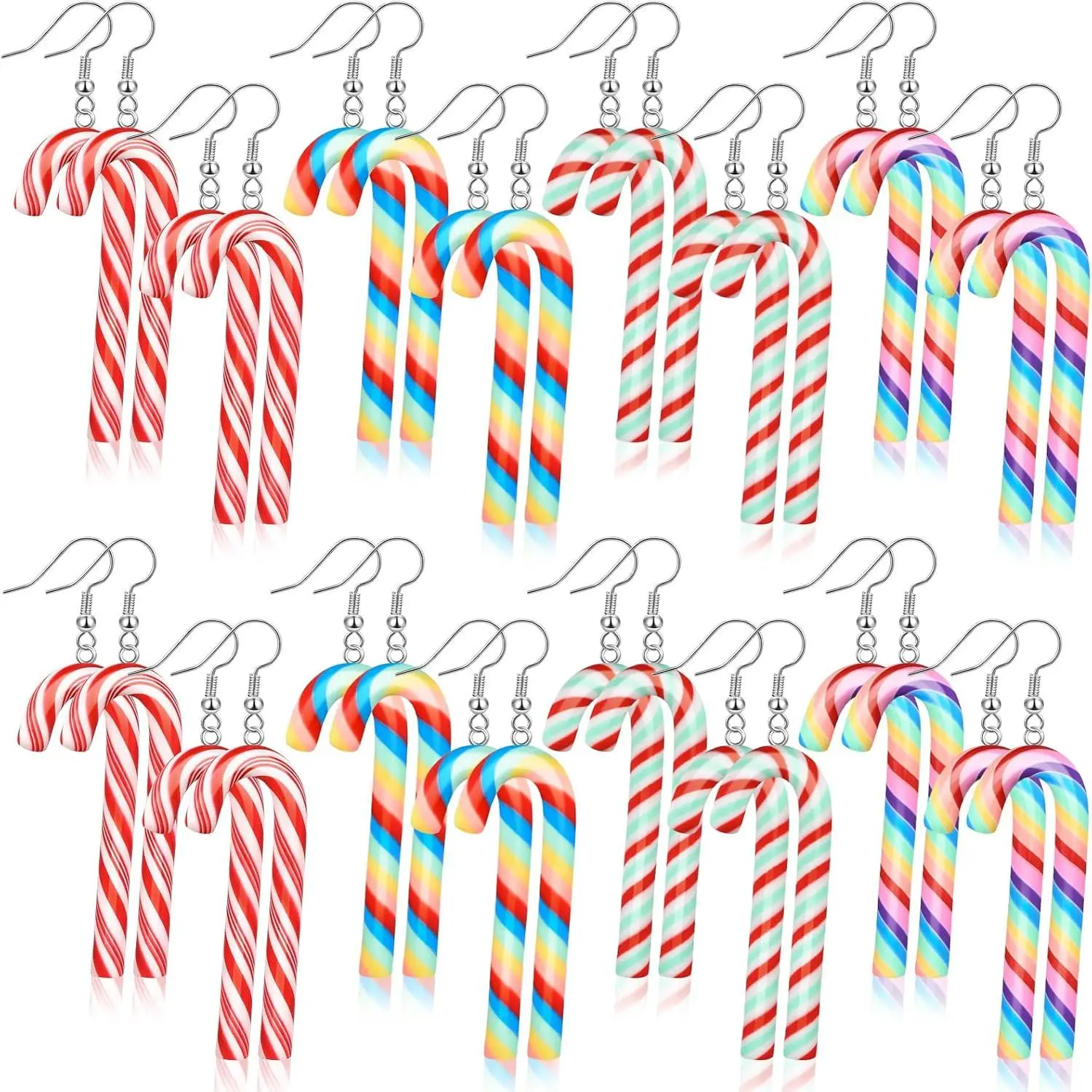 16 Pairs Christmas Earrings Candy Cane Dangle Earrings for Women Xmas Hook  Earrings Cute Earrings Dangle Drop Cute  for Girls Winter Holiday  Gifts