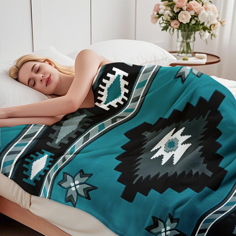 Southwestern Navajo Star & Geometric Blanket Collection – Vibrant Pink Turquoise Purple Classic Vintage Tribal Design Ultra Soft Cozy Plush Fleece Blankets Perfect For Western Boho Cabin Rustic Home Decor