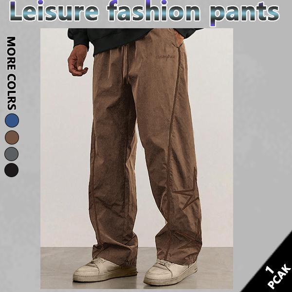 Men‘s Loose Sports Pants Men Trousers Star pattern embroidery designComfortable DesignAthleisure Style Bottoms Athletic Bottoms Gymwear streetwear fall outfits outfits men gym athletic clothes