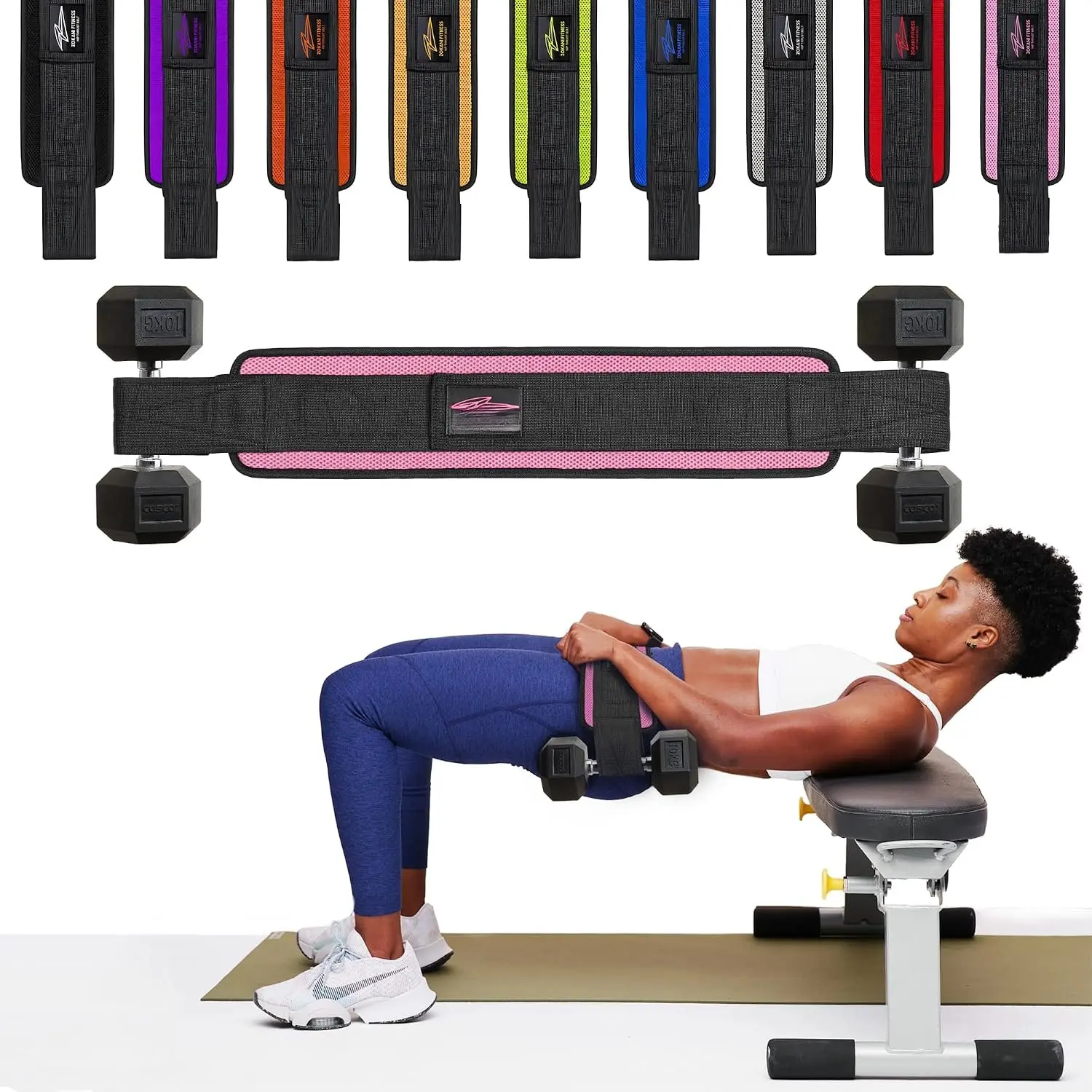 Thrust Belt - Heavy duty, Comfortable, Adjustable Glute Trainer with Anti-Slip Pads. Ideal for  Workouts with Dumbbells, Kettlebells, Plates. Extra Padding for Gym and   hold up to 600 lbs -
