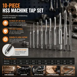 High Strength Precision Tap & Die Set 10pcs M1-M3.5, Industrial Titanium Coated Metal Threading Tools, Portable Multi-Purpose Machining Kit for Automotive Woodworking Electronics, High-Speed Steel Mini Metric Taps, Durable Repair Drilling Tool Set