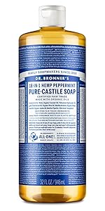 Pure-Castile Liquid Soap- Made with Regenerative Organic Certified Oils- 18-in-1 Uses for Face, Body, Hand, Hair, Laundry & More- Vegan, Non-GMO- Body Wash- Peppermint,32oz
