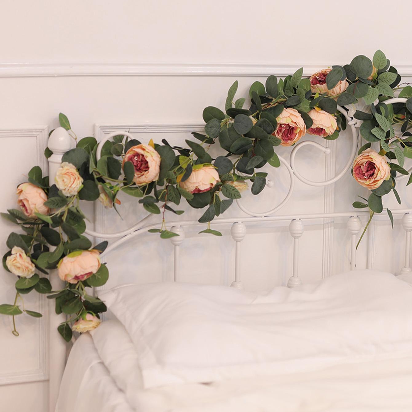 Artificial Peony Vine, 1-Count Faux Peony Flower Garland for Wedding Table Decor, Plastic Faux Flowers