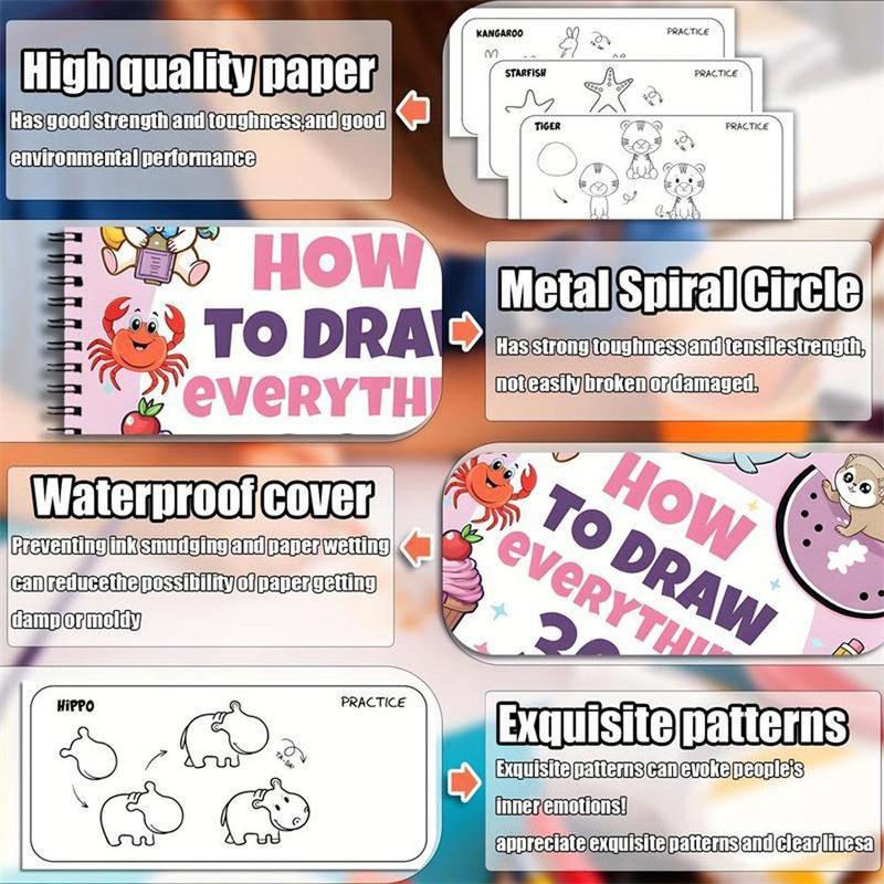 How to Draw 300 Cute Animal Food & Creative Patterns, DIY Drawing, Stress Relief, Coloring, Improve Imagination, Adult Student Gift Coloring Book #TOP PICKS