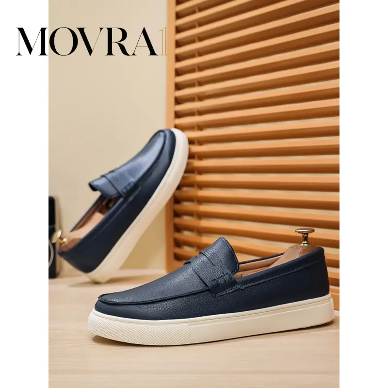 MOVRA1 Men's Casual-On PU Leather Loafers, Soft Sole Lightweight Shoes, One-Step Lazy Style, Comfortable Board Shoes Daily Wear, Footwear